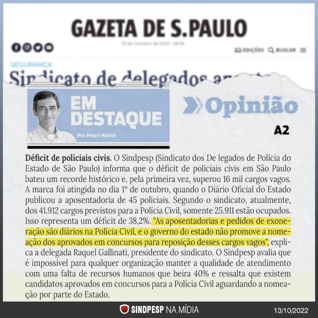 Gazeta de S Paulo Fala de Raquel Gallinati a respeito do déficit de