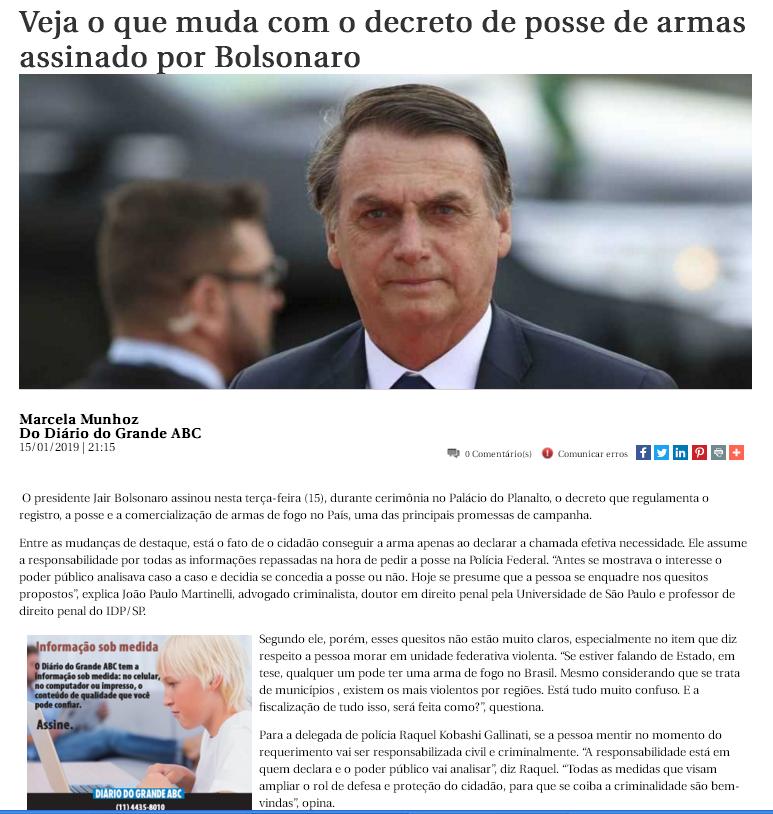 Diário Do Grande Abc Veja O Que Muda Com O Decreto De Posse De Armas Assinado Por Bolsonaro 9300