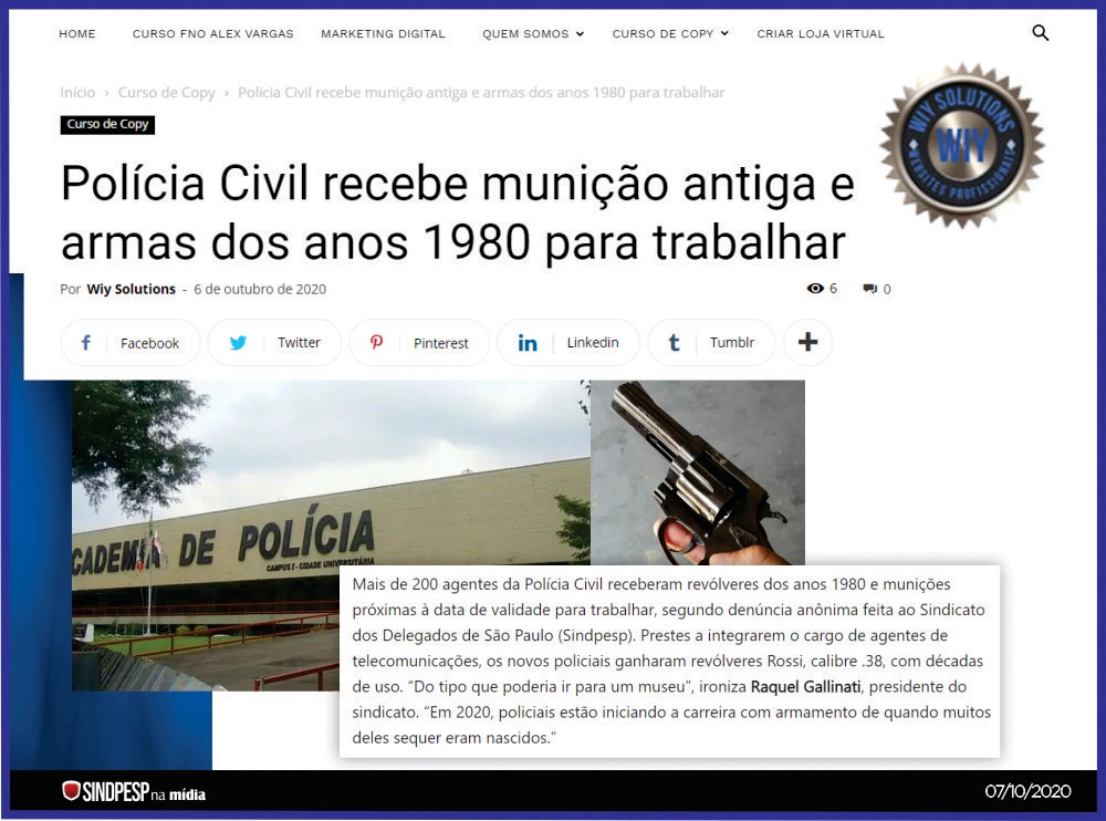 Polícia Civil recebe munição antiga e armas dos anos 1980 para trabalhar